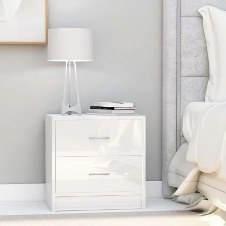 Mesita de noche madera contrachapada blanco brillo 40x30x40 cm by , Nightstands - Ref: Foro24-801047, Price: 59,29 €, Discoun...