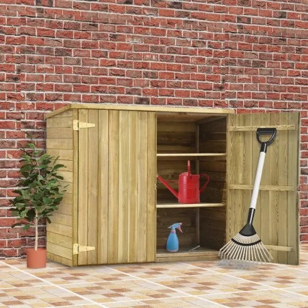 Caseta herramientas jardín madera pino impregnada 135x60x123 cm de , Cobertizos - Ref: Foro24-46359, Precio: 316,61 €, Descue...