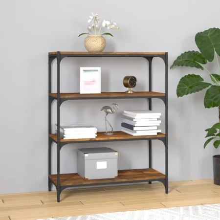Estantería contrachapada y acero roble ahumado 80x33x100 cm by , Bookcases and shelves - Ref: Foro24-819344, Price: 70,07 €, ...