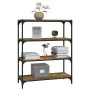 Estantería contrachapada y acero roble ahumado 80x33x100 cm by , Bookcases and shelves - Ref: Foro24-819344, Price: 70,07 €, ...