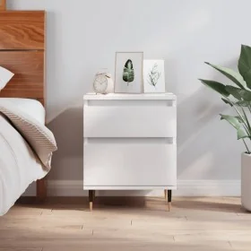 Mesita de noche madera contrachapada blanco brillo 40x35x50 cm by , Nightstands - Ref: Foro24-830656, Price: 46,26 €, Discoun...