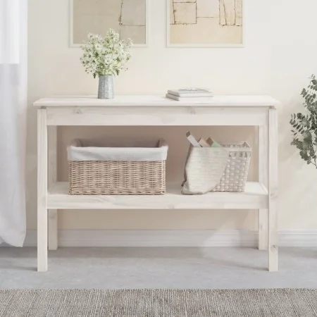 Mesa consola de madera maciza de pino blanco 110x40x75 cm by , Side tables - Ref: Foro24-814300, Price: 116,46 €, Discount: %