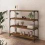 Estantería contrachapada y acero roble ahumado 100x33x100 cm de , Librerías y estanterías - Ref: Foro24-819359, Precio: 79,44...