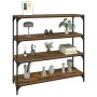 Estantería contrachapada y acero roble ahumado 100x33x100 cm de , Librerías y estanterías - Ref: Foro24-819359, Precio: 79,44...