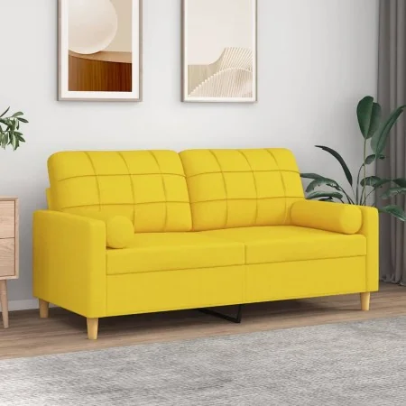 Sofá de 2 plazas con cojines tela amarillo claro 140 cm by , Sofas - Ref: Foro24-3200787, Price: 201,65 €, Discount: %