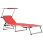 Tumbona plegable con techo aluminio y textileno roja de , Tumbonas - Ref: Foro24-44334, Precio: 84,17 €, Descuento: %