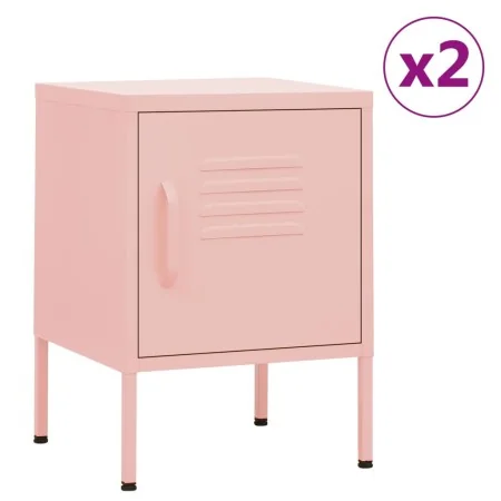 Mesitas de noche 2 uds rosa acero 35x35x51 cm de , Mesitas de noche - Ref: Foro24-3095209, Precio: 135,29 €, Descuento: %