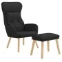 Sillón de relax con taburete tela negro de , Sillones - Ref: Foro24-3097756, Precio: 143,58 €, Descuento: %