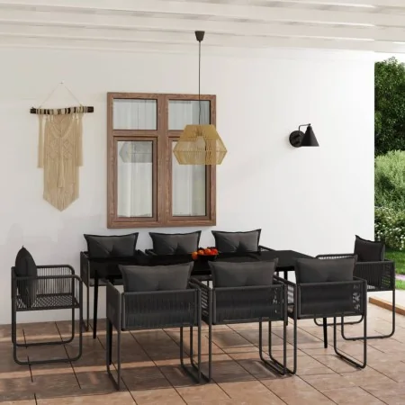 Juego de comedor de jardín 9 piezas negro de , Conjuntos de jardín - Ref: Foro24-3099088, Precio: 745,37 €, Descuento: %