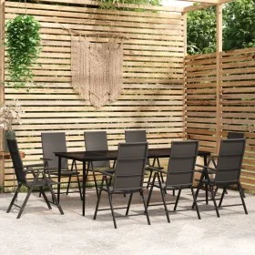 Juego de comedor para jardín 9 piezas negro by , Garden sets - Ref: Foro24-3099112, Price: 675,83 €, Discount: %