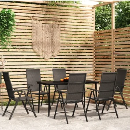Juego de comedor para jardín 7 piezas negro de , Conjuntos de jardín - Ref: Foro24-3099110, Precio: 497,98 €, Descuento: %