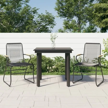 Juego de comedor de jardín 3 piezas ratán PVC negro de , Conjuntos de jardín - Ref: Foro24-3099209, Precio: 196,88 €, Descuen...