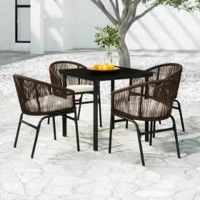 Juego de comedor de jardín 5 piezas con cojines marrón by , Garden sets - Ref: Foro24-3099228, Price: 479,67 €, Discount: %