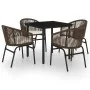 Juego de comedor de jardín 5 piezas con cojines marrón de , Conjuntos de jardín - Ref: Foro24-3099228, Precio: 495,88 €, Desc...