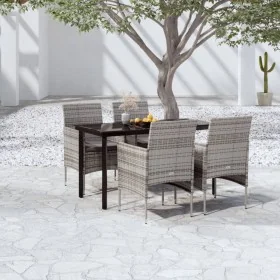 Juego de comedor para jardín 5 piezas con cojines gris y negro by , Garden sets - Ref: Foro24-3099289, Price: 386,00 €, Disco...