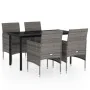 Juego de comedor para jardín 5 piezas con cojines gris y negro de , Conjuntos de jardín - Ref: Foro24-3099289, Precio: 386,03...