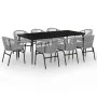 Juego de comedor de jardín 9 piezas ratán sintético gris de , Conjuntos de jardín - Ref: Foro24-3099256, Precio: 850,92 €, De...