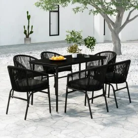 Juego de comedor para jardín 7 piezas negro by , Garden sets - Ref: Foro24-3099242, Price: 683,72 €, Discount: %