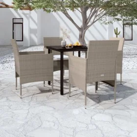 Juego de comedor de jardín 5 piezas con cojines beige y negro by , Garden sets - Ref: Foro24-3099294, Price: 341,41 €, Discou...