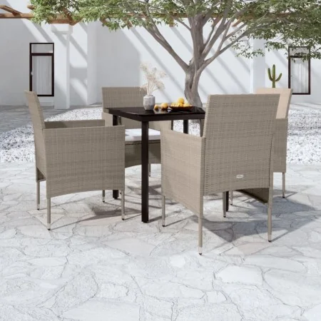 Juego de comedor de jardín 5 piezas con cojines beige y negro de , Conjuntos de jardín - Ref: Foro24-3099294, Precio: 339,43 ...