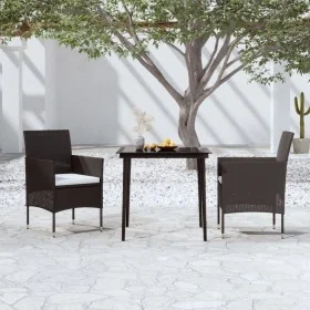 Juego de comedor de jardín 3 piezas con cojines negro by , Garden sets - Ref: Foro24-3099305, Price: 242,64 €, Discount: %