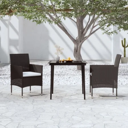 Juego de comedor de jardín 3 piezas con cojines negro de , Conjuntos de jardín - Ref: Foro24-3099305, Precio: 242,67 €, Descu...