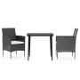 Juego de comedor de jardín 3 piezas con cojines negro de , Conjuntos de jardín - Ref: Foro24-3099305, Precio: 242,67 €, Descu...