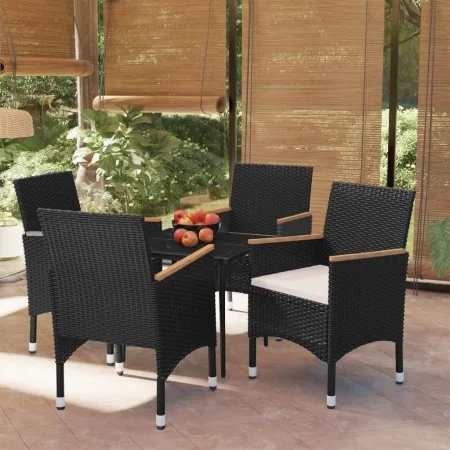 Juego de comedor de jardín 5 piezas con cojines negro de , Conjuntos de jardín - Ref: Foro24-3099330, Precio: 315,28 €, Descu...
