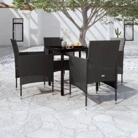 Juego de comedor de jardín 5 piezas con cojines negro by , Garden sets - Ref: Foro24-3099282, Price: 329,20 €, Discount: %