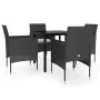 Juego de comedor de jardín 5 piezas con cojines negro by , Garden sets - Ref: Foro24-3099282, Price: 329,24 €, Discount: %