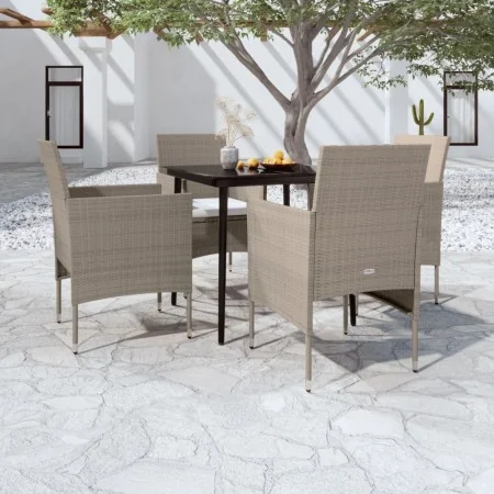 Juego de comedor de jardín 5 piezas con cojines beige y negro de , Conjuntos de jardín - Ref: Foro24-3099318, Precio: 360,27 ...