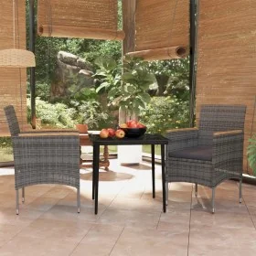 Juego de comedor de jardín 3 piezas con cojines gris y negro von , Gartensets - Ref: Foro24-3099347, Preis: 249,45 €, Rabatt: %