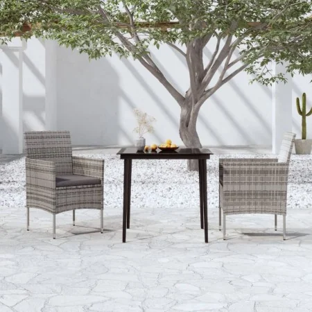 Juego de comedor de jardín 3 piezas con cojines gris y negro by , Garden sets - Ref: Foro24-3099311, Price: 233,78 €, Discoun...