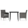 Juego de comedor de jardín 3 piezas con cojines gris y negro by , Garden sets - Ref: Foro24-3099311, Price: 233,78 €, Discoun...