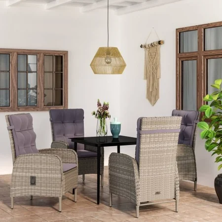 Juego de comedor para jardín 5 piezas con cojines gris y negro von , Gartensets - Ref: Foro24-3099372, Preis: 703,74 €, Rabat...