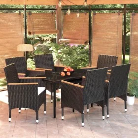 Juego de comedor de jardín 7 piezas con cojines negro by , Garden sets - Ref: Foro24-3099332, Price: 477,10 €, Discount: %