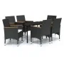 Juego de comedor de jardín 7 piezas con cojines negro by , Garden sets - Ref: Foro24-3099332, Price: 488,63 €, Discount: %