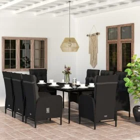 Juego de comedor de jardín 9 piezas con cojines negro by , Garden sets - Ref: Foro24-3099370, Price: 1,00 €, Discount: %