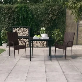 Juego de comedor de jardín 3 piezas marrón y negro von , Gartensets - Ref: Foro24-3099401, Preis: 204,56 €, Rabatt: %
