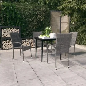 Juego de comedor para jardín 5 piezas con cojines gris y negro von , Gartensets - Ref: Foro24-3099408, Preis: 286,58 €, Rabat...