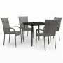 Juego de comedor para jardín 5 piezas con cojines gris y negro de , Conjuntos de jardín - Ref: Foro24-3099408, Precio: 286,60...