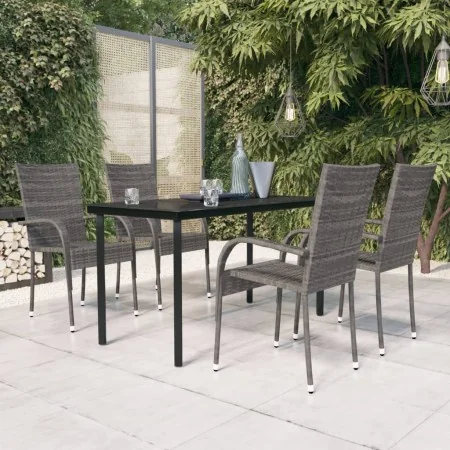 Juego de comedor de jardín 5 piezas gris y negro by , Garden sets - Ref: Foro24-3099391, Price: 307,99 €, Discount: %