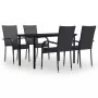 Juego de comedor de jardín 5 piezas negro von , Gartensets - Ref: Foro24-3099379, Preis: 349,93 €, Rabatt: %