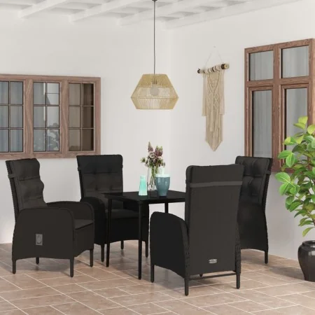 Juego de comedor de jardín 5 piezas con cojines negro de , Conjuntos de jardín - Ref: Foro24-3099366, Precio: 661,63 €, Descu...