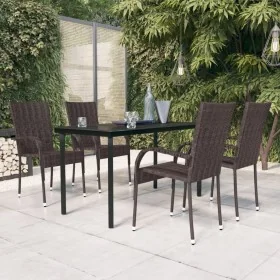 Juego de comedor de jardín 5 piezas marrón y negro by , Garden sets - Ref: Foro24-3099385, Price: 341,84 €, Discount: %