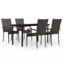 Juego de comedor de jardín 5 piezas marrón y negro by , Garden sets - Ref: Foro24-3099385, Price: 341,89 €, Discount: %