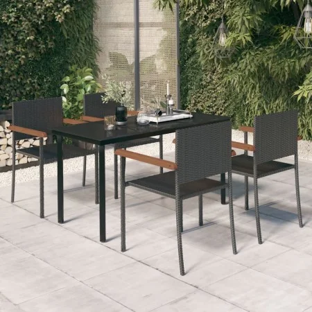 Juego de comedor de jardín 5 piezas negro de , Conjuntos de jardín - Ref: Foro24-3099415, Precio: 356,09 €, Descuento: %