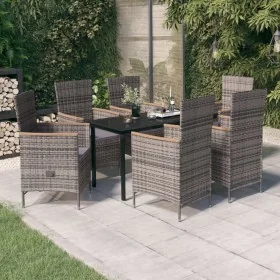 Juego de comedor de jardín 7 piezas con cojines gris by , Garden sets - Ref: Foro24-3099434, Price: 935,16 €, Discount: %