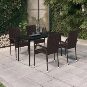 Juego de comedor de jardín 5 piezas con cojines marrón y negro by , Garden sets - Ref: Foro24-3099403, Price: 340,25 €, Disco...