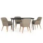 Juego de comedor de jardín 5 piezas con cojines marrón de , Conjuntos de jardín - Ref: Foro24-3099525, Precio: 563,96 €, Desc...